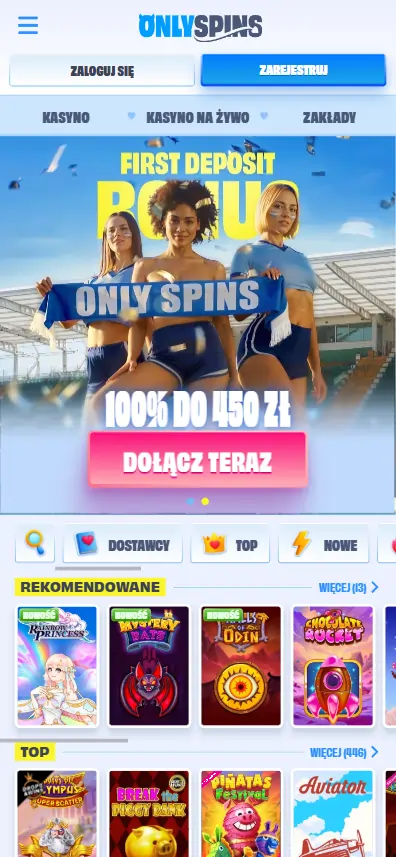 OnlySpins Casino Homepage